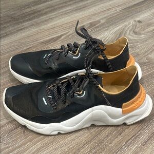 Sorel Black and Orange Sneakers with Cushioned Sole